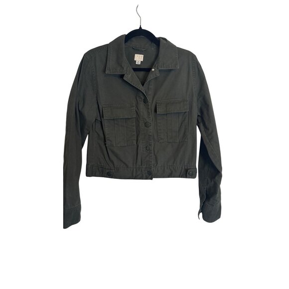 NWOT A.New.Day Medium Olive Green Cropped Cotton Jacket - Picture 4 of 11